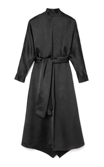 Aeron Amila Belted Draped Satin Dress In Black