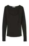Aeron Deven Ribbed Knit Top In Black
