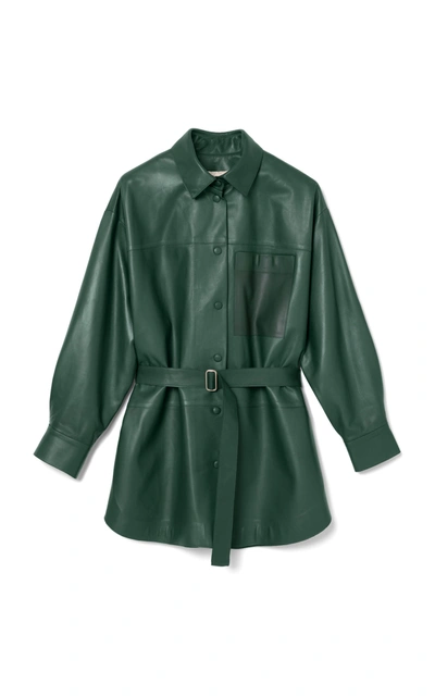 Aeron Jaiphal Belted Leather Top In Green