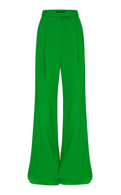 Alex Perry Hale Stretch Crepe Wide-leg Pants In Green