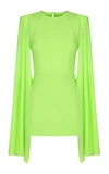 ALEX PERRY TATUM SATIN-CREOE CAPED MINI DRESS