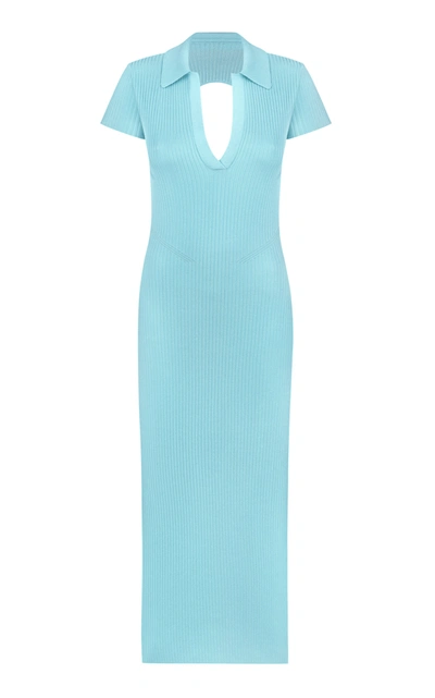 anna october knitted dress Ellina Open Back Ribbed Knit In Blue KoAi