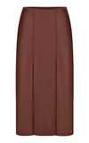 Anna October Zhenia Double-slit Satin Skirt In Brown