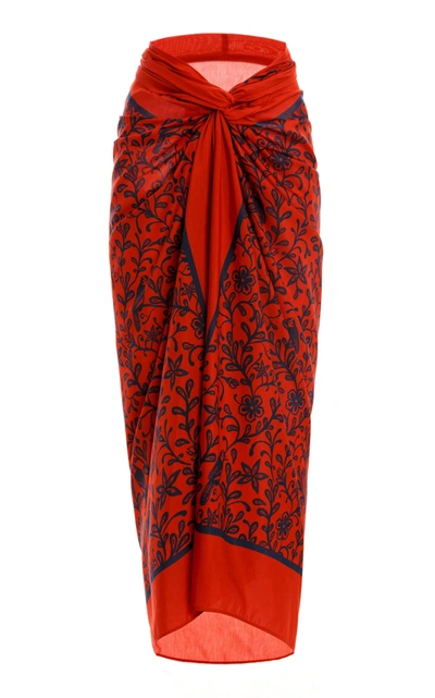 Agua By Agua Bendita Women's Lavanda Ceramica-printed Cotton Silk Pareo In Red