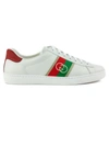 GUCCI WHITE LEATHER ACE SNEAKERS,6447491XGM0 9063