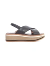 CLERGERIE LOW SANDAL W/HIGH SOLE AND TWO STRAP,FREEDOM5.317457 010 BLCK NAP