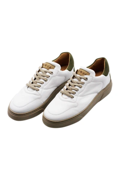 Noova Sneacker With Full Grain Leather Laces, Phantom Bottom In White - Green