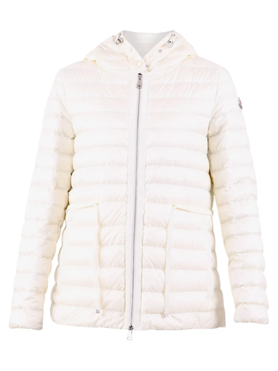 Moncler Wool Knit & Nylon Down Hybrid Jacket In Cream