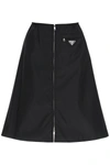 Prada Black Gabardine Re-nylon A-line Skirt In Nero