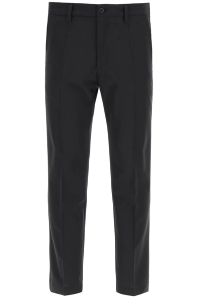 Dolce & Gabbana Cropped Wool-blend Straight-leg Trousers In Charcoal