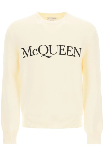 Alexander Mcqueen Logo-embroidered Knitted Jumper In White