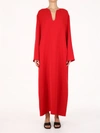 Valentino Long Sleeve Silk Cady Couture Caftan Gown In Red
