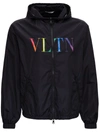 VALENTINO VLTN MULTICOLOR WINDBREAKER IN BLACK NYLON,11708269