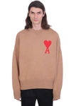 AMI ALEXANDRE MATTIUSSI AMI DE COEUR SWEATER KNITWEAR IN BROWN COTTON,E21HK009016250