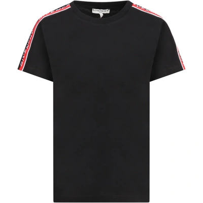 Givenchy Kids' Black T-shirt For Boy With Stripes