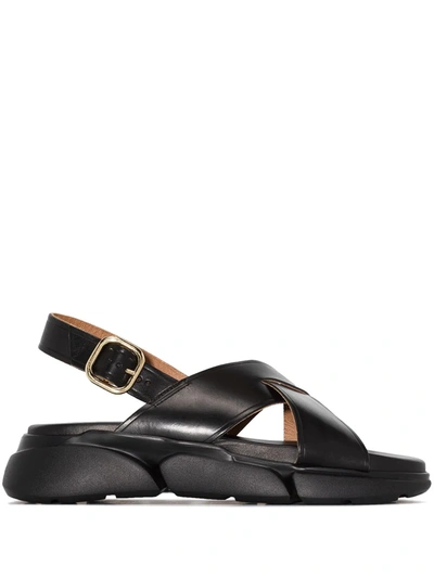 Atp Atelier Black Barisci Flatform Leather Sandals