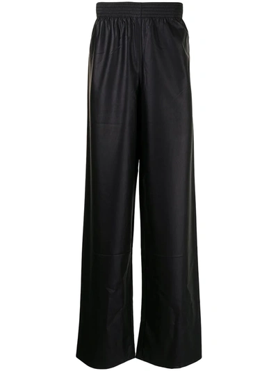 Raf Simons Faux-leather Straight-leg Trousers In Black