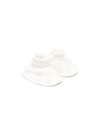 Monnalisa Babies' 蝴蝶婴儿袜和发带套装 In White