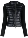 MONCLER KNITTED-SLEEVE BUTTON-UP PADDED JACKET