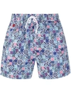 KITON TILE-PRINT SWIM SHORTS