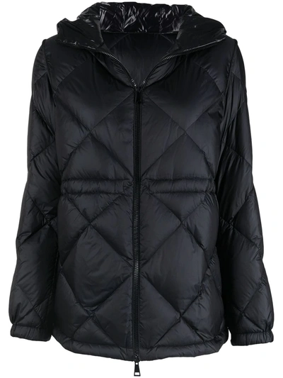 Moncler Diamond-quilt Zip-up Puffer Jacket In Black