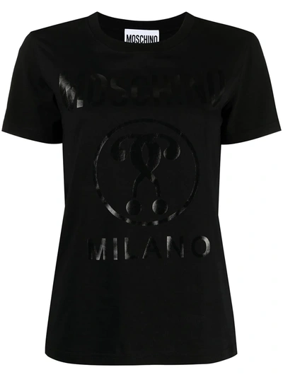 Moschino Double Question Mark Crew-neck T-shirt In Black