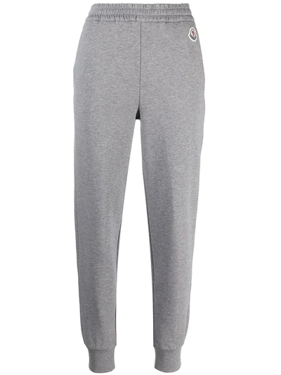 Moncler Logo-patch Tapered Track Pants In Grey