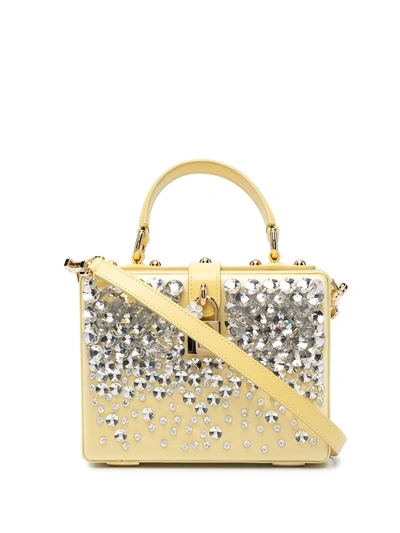 Dolce & Gabbana Dolce Box Crystal-embellished Satin Box Bag In Giallo
