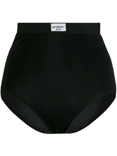 Msgm Proibito High-waist Briefs In Black