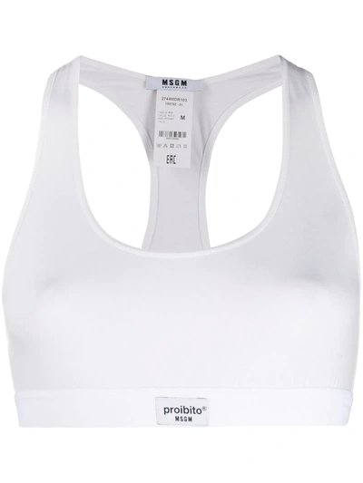 Msgm Elasticated Trim Bra In White