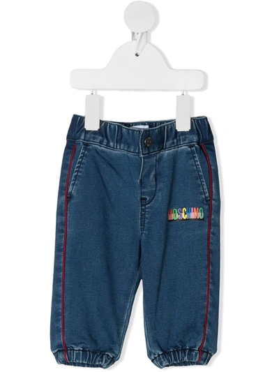Moschino Babies' High-rise Elasticated Jeans In Blu