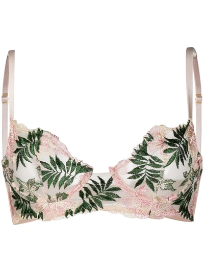 Gilda & Pearl Embroidered Le Fleurs Plunge Bra In Neutrals