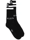 Valentino Logo-embroidered Socks In Black/white