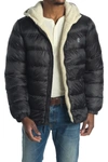 Izod Faux Shearling Lined Quilted Jacket In Black