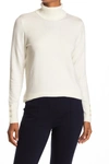 Joseph A Turtleneck Button Sleeve Pullover Sweater In Ivory