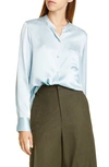 VINCE SLIM FIT BAND COLLAR SILK BLOUSE,190820703301