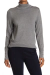 Joseph A Turtleneck Button Sleeve Pullover Sweater In Medium Hea