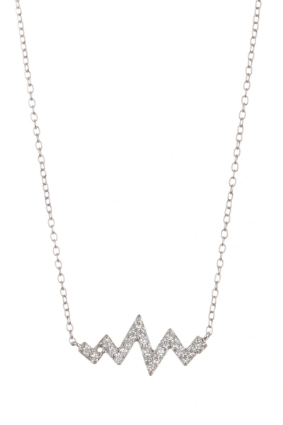 Adornia Swarovski Crystal Heartbeat Pendant Necklace In Silver
