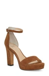 Vince Camuto Sathina Open Toe Sandal In Seed Brown Suede