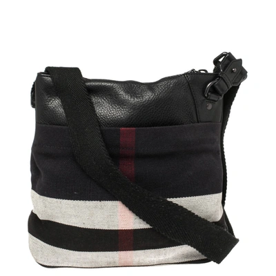 Pre-owned Burberry Multicolor Check Canvas And Leather Messenger Bag