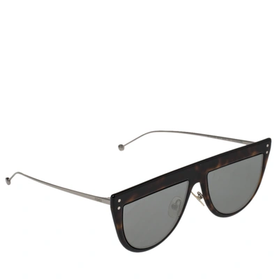 Pre-owned Fendi Dark Havana / Grey Mirrored Ff0372/s Defender Cat Eye Sunglasses