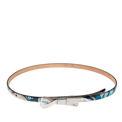 Pre-owned Dior Metallic Multicolor Print Leather Bow Belt S