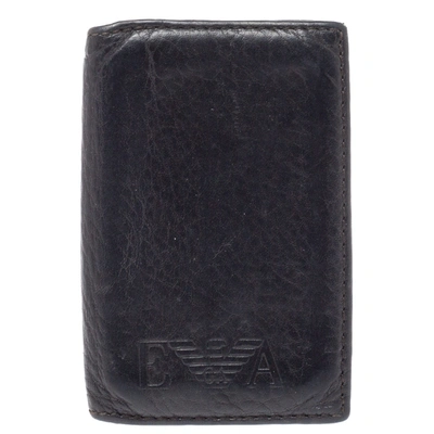 Pre-owned Emporio Armani Dark Brown Leather Card Holder
