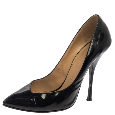 Pre-owned Giuseppe Zanotti Black Patent Leather Pointed Toe Pumps Size 37.5