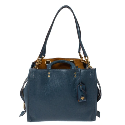 Pre-owned Coach Blue Leather Rogue Tote