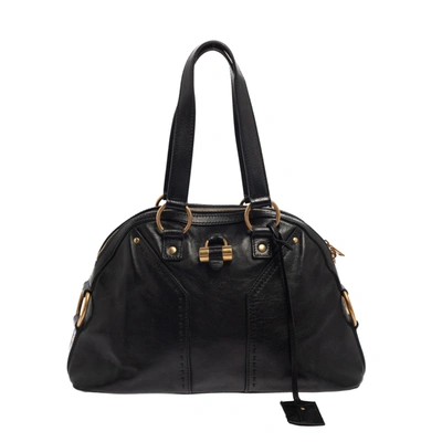 Pre-owned Saint Laurent Black Leather Medium Muse Satchel