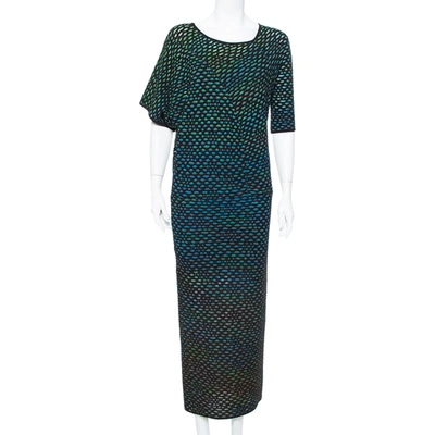 Pre-owned M Missoni Multicolor Dobby Knit Short Sleeve Maxi Dress S