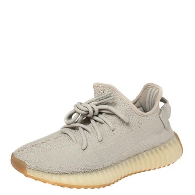 Pre-owned Yeezy X Adidas Green Sesame Cotton Knit Boost 350 V2 Sneakers Size 36.5