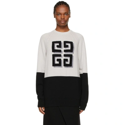 Givenchy 4g Front Bicolor Cashmere Sweater In Black,grey