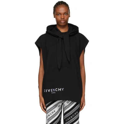Givenchy Embroidered-logo Short-sleeve Hoodie In 001-black